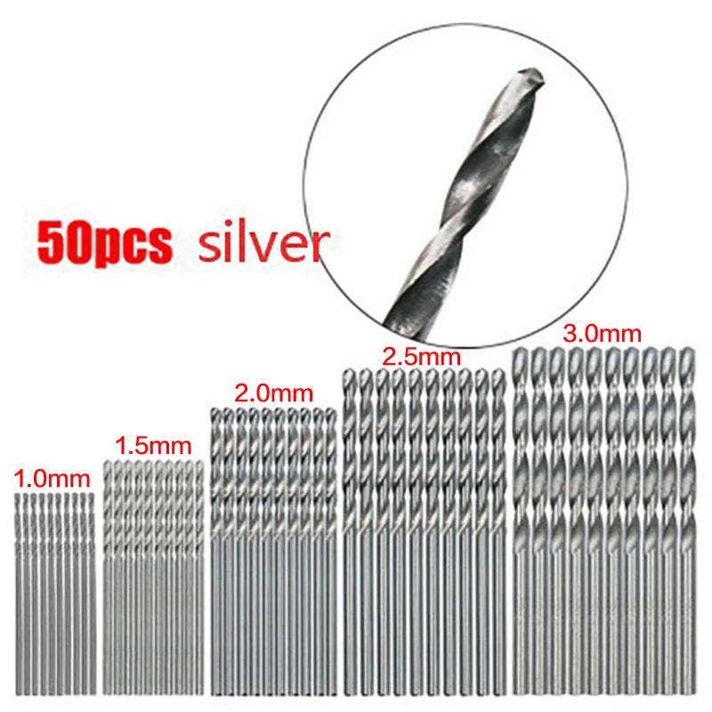 100/50Pcs Titanium Coated Drill Bits HSS High Speed Steel Set Tool Quality Power Tools 1/1.5/2/2.5/3mm Beauty World Shop