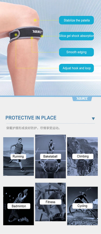 AOLIKES 1PCS Knee Braces for Knee Pain,Patella Knee Support Strap,Adjustable Patellar Tendon Stabilizer Band for Basketball Beauty World Shop