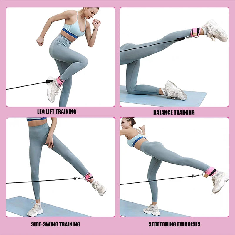 Ankle Straps Resistance Bands Set Fitness Workout Exercise Equipment Ankle Weight Yoga Elastic Fitness Band For Gym Man Woman Beauty World Shop