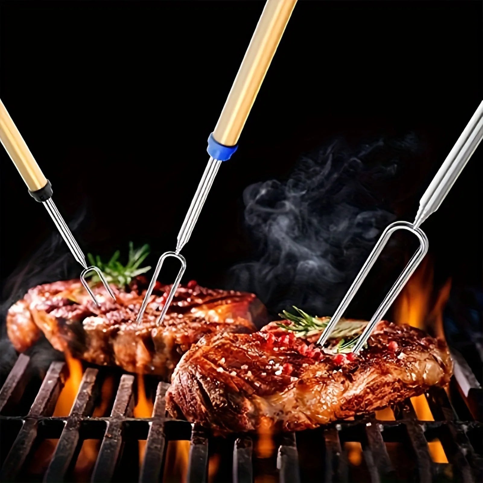 5/10/12pcs Adjustable Telescopic Barbecue Forks Metal Skewers Roasting Stick Suitable for Eating BBQ Dinner Dessert Beauty World Shop