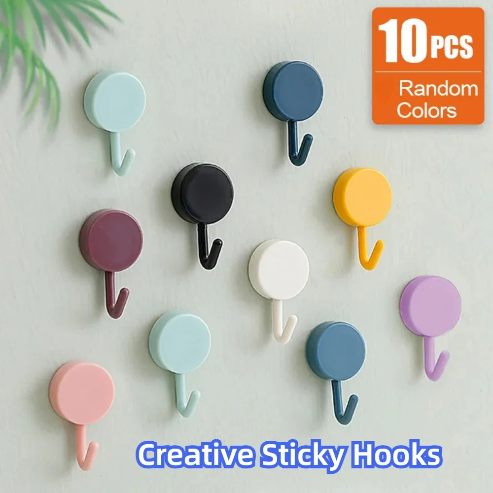 10PCS Self Adhesive Wall Hook Strong Without Drilling Coat Bag Bathroom Door Kitchen Towel Hanger Hooks Home Storage Accessories Beauty World Shop