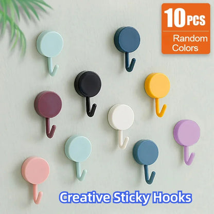 10PCS Self Adhesive Wall Hook Strong Without Drilling Coat Bag Bathroom Door Kitchen Towel Hanger Hooks Home Storage Accessories Beauty World Shop