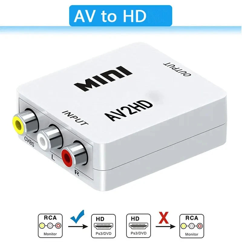 AV TO HDMI-compatible Adapter 1080P Video Composite Converter AV2HDMI-compatible RCA To HDTV CVSB L R Video Scaler Converter Box Beauty World Shop