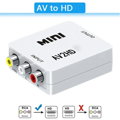 AV TO HDMI-compatible Adapter 1080P Video Composite Converter AV2HDMI-compatible RCA To HDTV CVSB L R Video Scaler Converter Box Beauty World Shop
