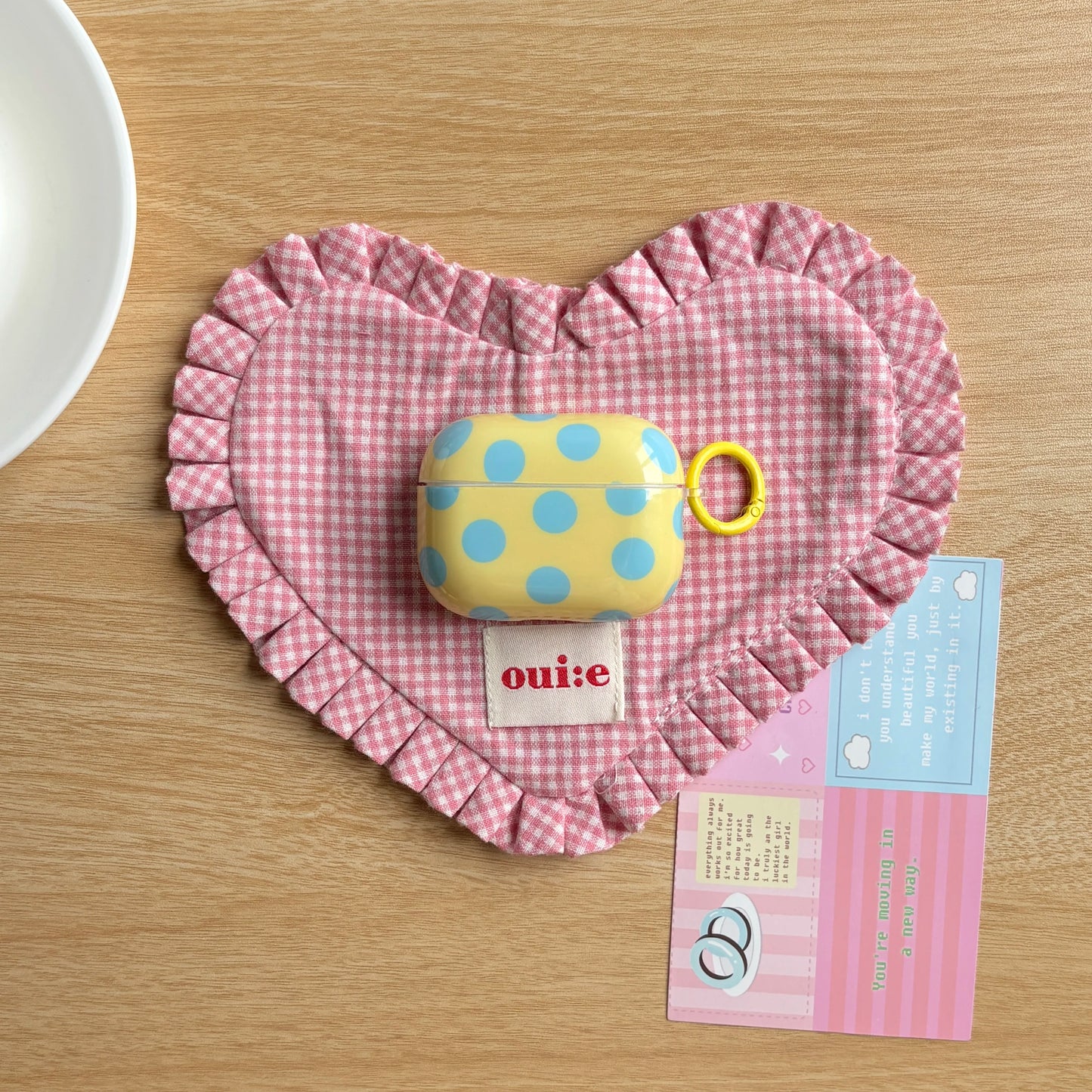 Fashion Simple Big Pink Blue Dots Polka Point Pattern Glossy Earphone Case with Ring Cover for AirPods 1 2 3 4 Pro 2 Pro 3