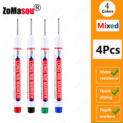 1-100Pcs 2cm Waterproof Long Head Markers Deep Hole Marker Pen for Metal Carpenter Red/Black/Blue/Green Ink Woodworking Tools Beauty World Shop