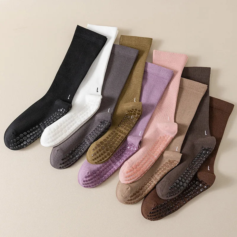 Professional Yoga Socks Women Silicone Non-slip Solid Color Pilates Socks Cotton Breathable Floor Gym Fitness Dance Sports Socks Beauty World Shop