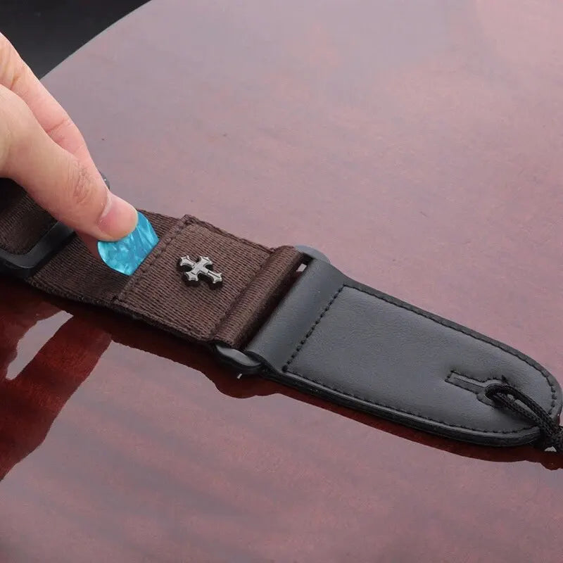 Electric Guitar Strap Acoustic Folk Guitarra Belt Straps Vintage Cross Personality Guitar Straps Pick Pocket Guitar Accessories Beauty World Shop