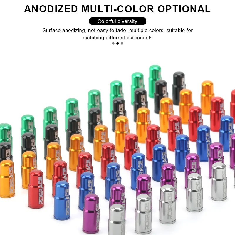 RIDERACE Bicycle Tire Valve Cap Aluminum Alloy CNC MTB Road Bike Tube Tyre Gas Nozzle Cover for FV Presta Valve Dustproof Beauty World Shop