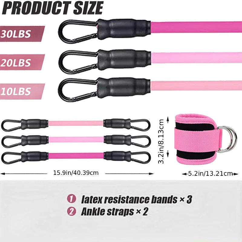 Ankle Straps Resistance Bands Set Fitness Workout Exercise Equipment Ankle Weight Yoga Elastic Fitness Band For Gym Man Woman Beauty World Shop