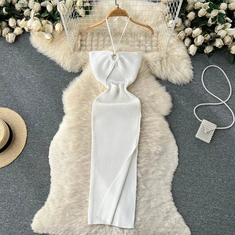 YuooMuoo Chic Fashion Sexy Package Hips Split Knitted Summer Dress 2025 Women Slim Elastic Bodycon Party Dress Streetwear Outfit Beauty World Shop