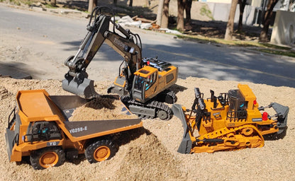4WD Remote Control Excavator 4x4 Alloy Dump Truck Bulldozer Radio Model RC Car Construction Vehicle Toy Children Kids Gifts Beauty World Shop