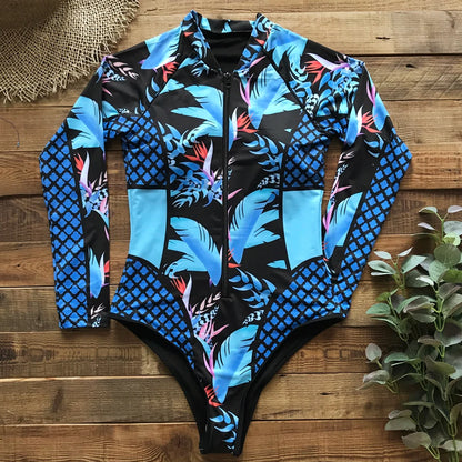 2026 Surfing Sport Swimsuit Long Sleeves Women One Piece Swimsuit  Swimwear Solid Monokini Bathing Suit Tropical Bodysuit Female Beauty World Shop