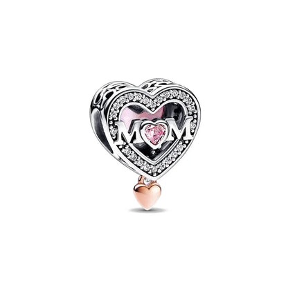 2025 Hot selling 925 Silver Pink Bird Moon Pendant Suitable for European Bracelets DIY Accessories Women's Charm Jewelry Gifts Beauty World Shop