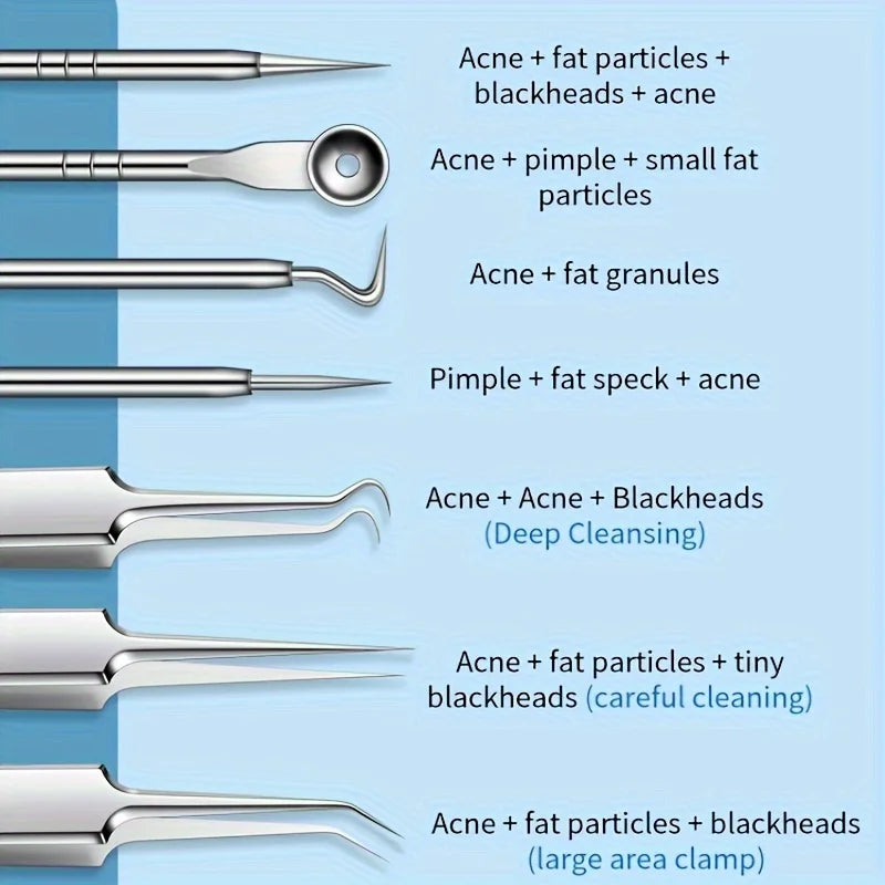 Stainless Steel Blackhead Removal Kit, Blemish and Acne Bottle Tool for All Skin Types, 8-Pack Beauty World Shop