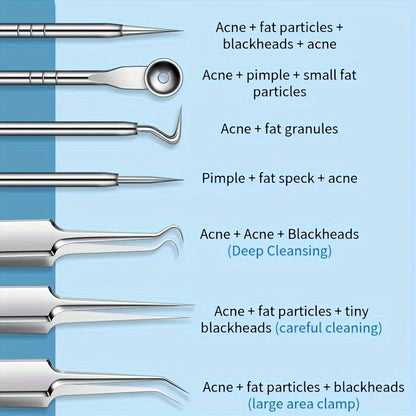 Stainless Steel Blackhead Removal Kit, Blemish and Acne Bottle Tool for All Skin Types, 8-Pack Beauty World Shop