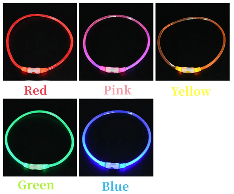 Luminous Dog Collar Light Charge Cat Necklace, Led Fashion Flashing DIY Glowing Safety Collar for Dogs Nighttime Pet Accessorie Beauty World Shop
