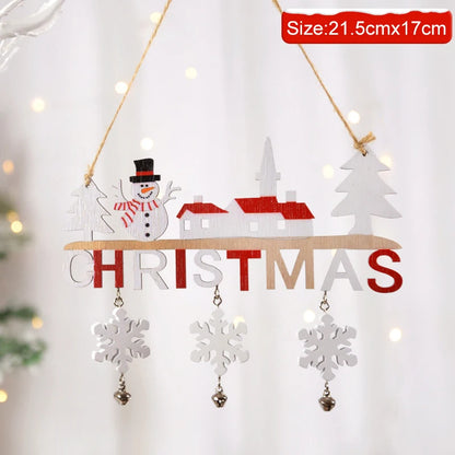 Gnome Santa Claus Wooden Hanging Ornament 2024 Merry Christmas Decoration for Home Door Xmas Tree Pendants Navidad New Year 2025 Beauty World Shop