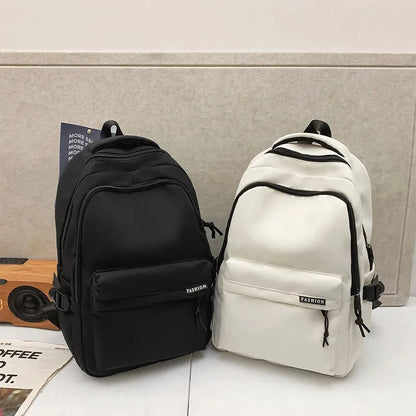 Large Capacity Solid Color Student Backpack Junior and High School Simple Black Travel Backpack Beauty World Shop