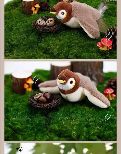 Interactive Cat Toys, Rechargeable Chirping Flapping Bird with Catnip for Indoor Cats, Touch Activated Plush Toys for Cats