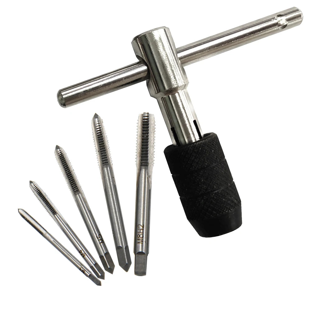 T-type 3mm to 6mm hand tap wrench thread tapping tool set hand wrench thread tapping M6 to M8 tool set Beauty World Shop