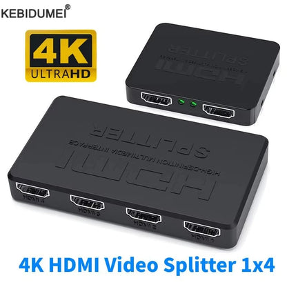 1 in 4 Out HDMI Splitter HD 4K Video Switcher HDMI-Compatible Cable Adapter 1x4 Hub For PS4 Laptop Monitor TV Box Projector Beauty World Shop