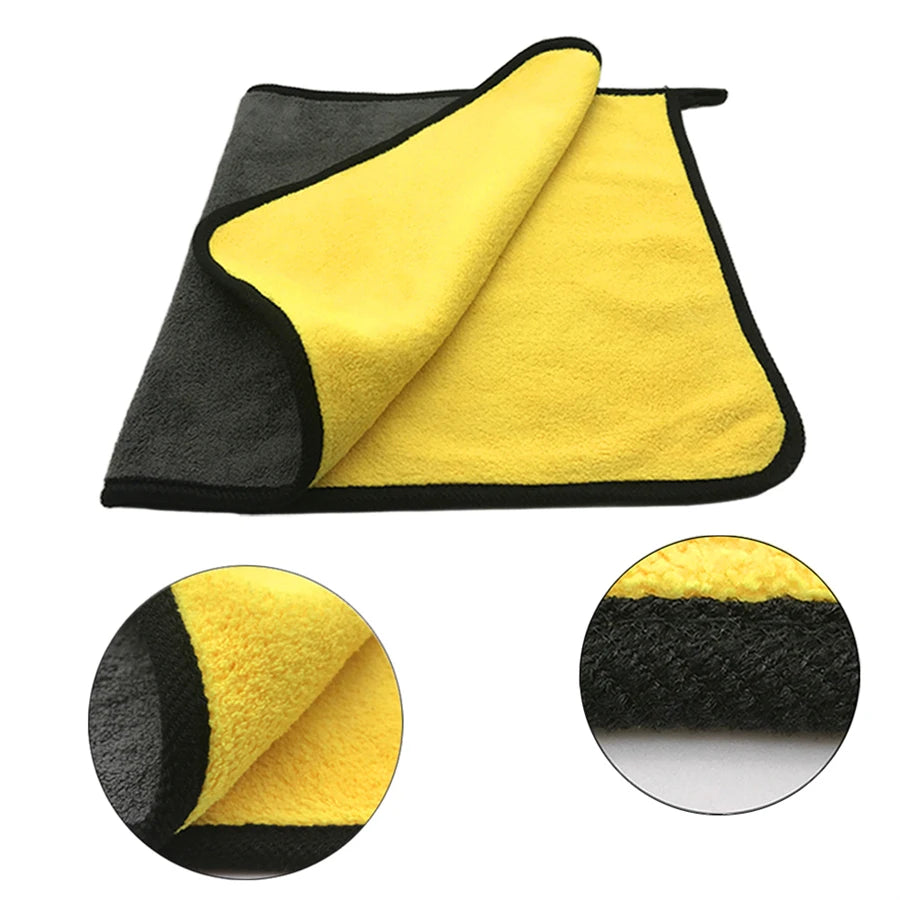 1/2/6pcs Microfiber Cleaning Towel Thicken Soft Drying Cloth Car Body Washing Towels Double Layer Clean Rags Car Accessories Beauty World Shop