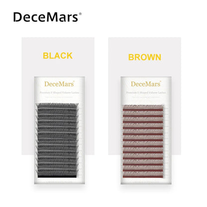 DeceMars YY Shape Black Brown Eyelashes Extensions Two Tip Lashes C/D Curl High Quality Idividual Beauty World Shop