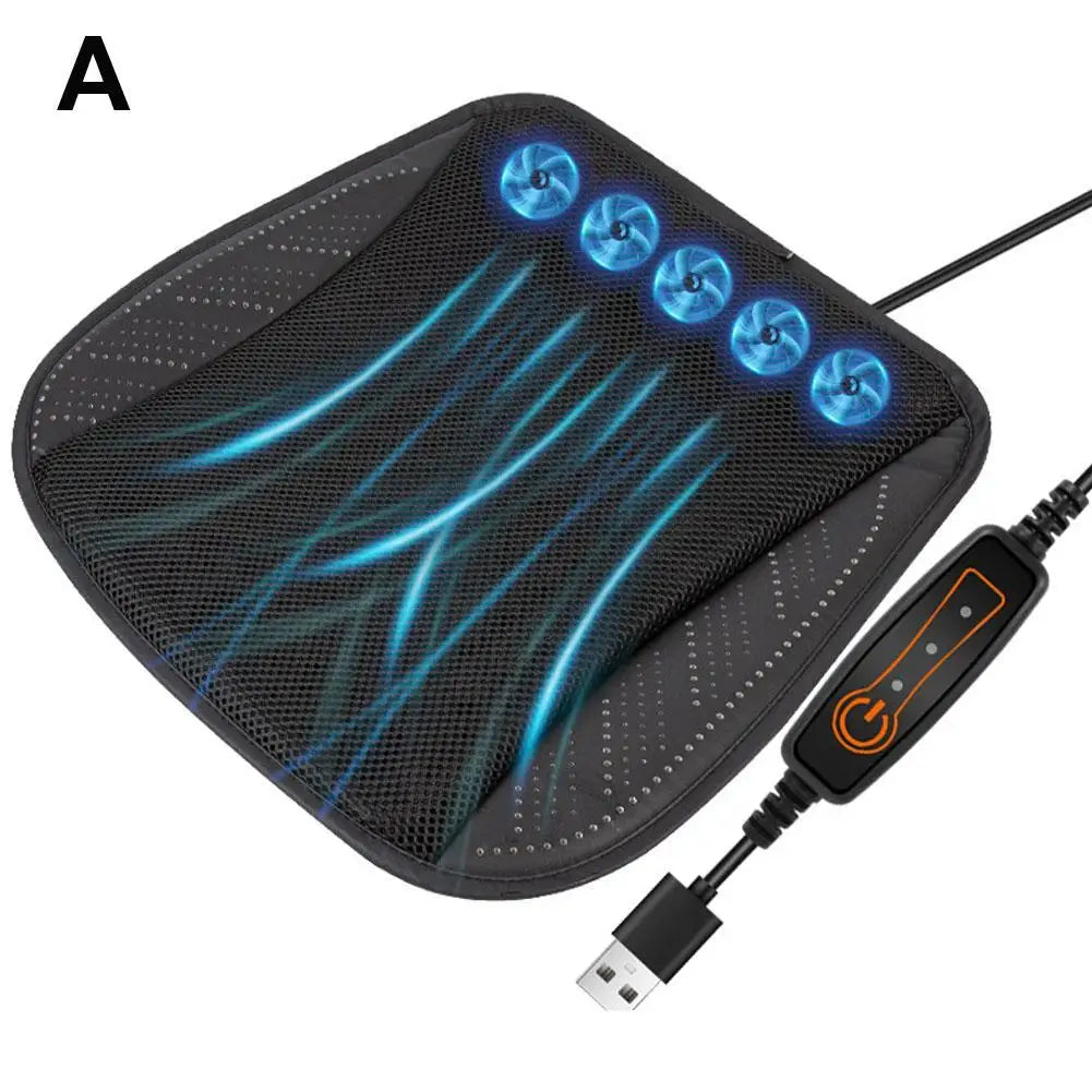 Summer Universal Car Cooling Cushion with 5/8 Fans, Three Wind Adjustment Cooled Chair Pad USB Seat Cushion Interior Accessories Beauty World Shop