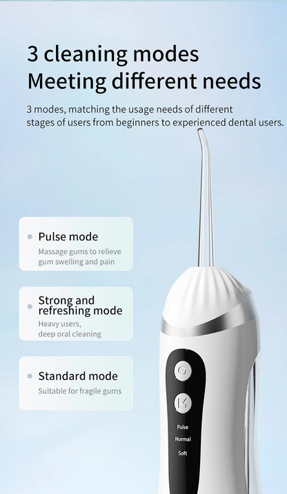 Teeth Water Flosser Electric Oral Irrigator Portable Home Dental Cleaning Teeth Rechargeable Waterproof Teeth Cleaner Oral Care Beauty World Shop