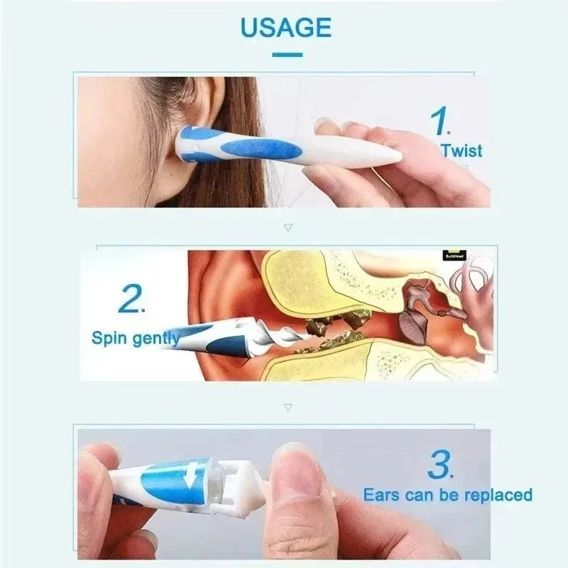 Ear Wax Remover Tool Ear Cleaner With Soft Silicone 16 Replacement Tips Simply To Grab Extract Earwax Beauty World Shop