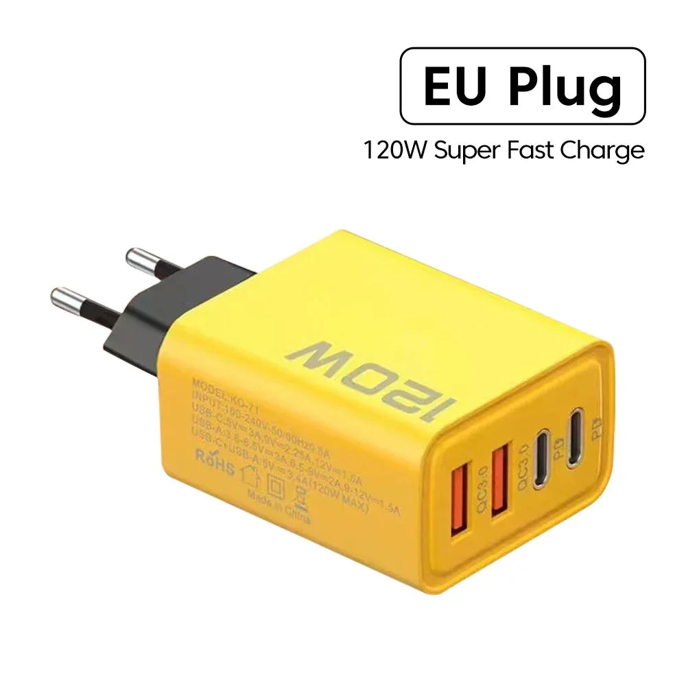 4 Ports USB C PD Charger Quick Charge 3.0 Type C USB Phone Chargers Fast Charging Adapter For iPhone 16 15 Samsung Xiaomi Huawei Beauty World Shop