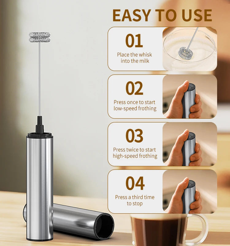 Kitchen Powerful Stirrer Milk Frother Handheld Foam Maker for Lattes Whisk Drink Mixer Coffee Electric Rechargable Egg Beater Beauty World Shop