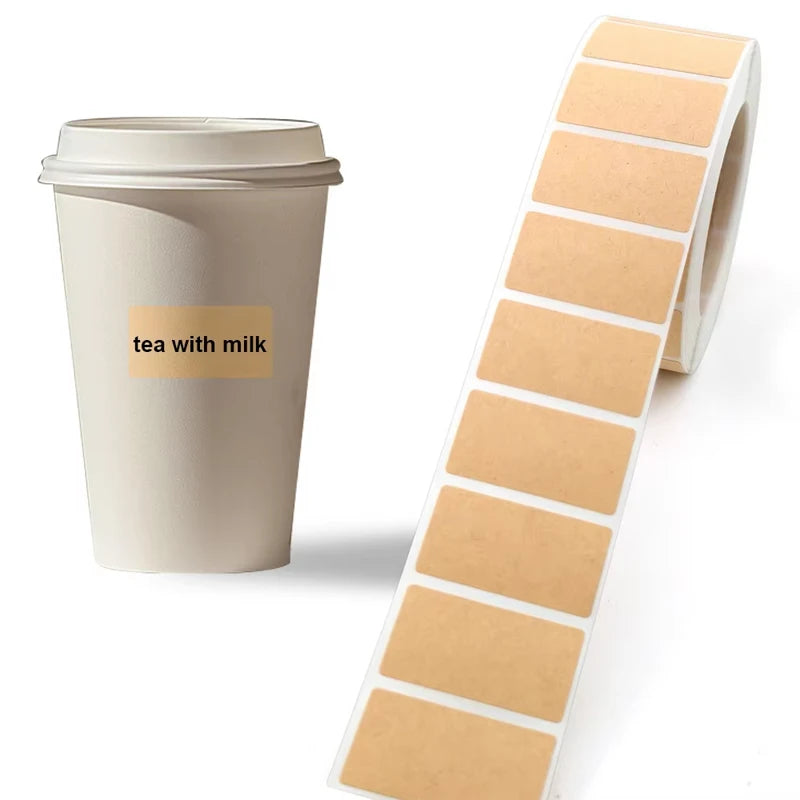 260-800pcs Kraft Paper Stickers Rolls of Self-adhesive Stickers Can be Handwritten Classification Packaging Note Beauty World Shop