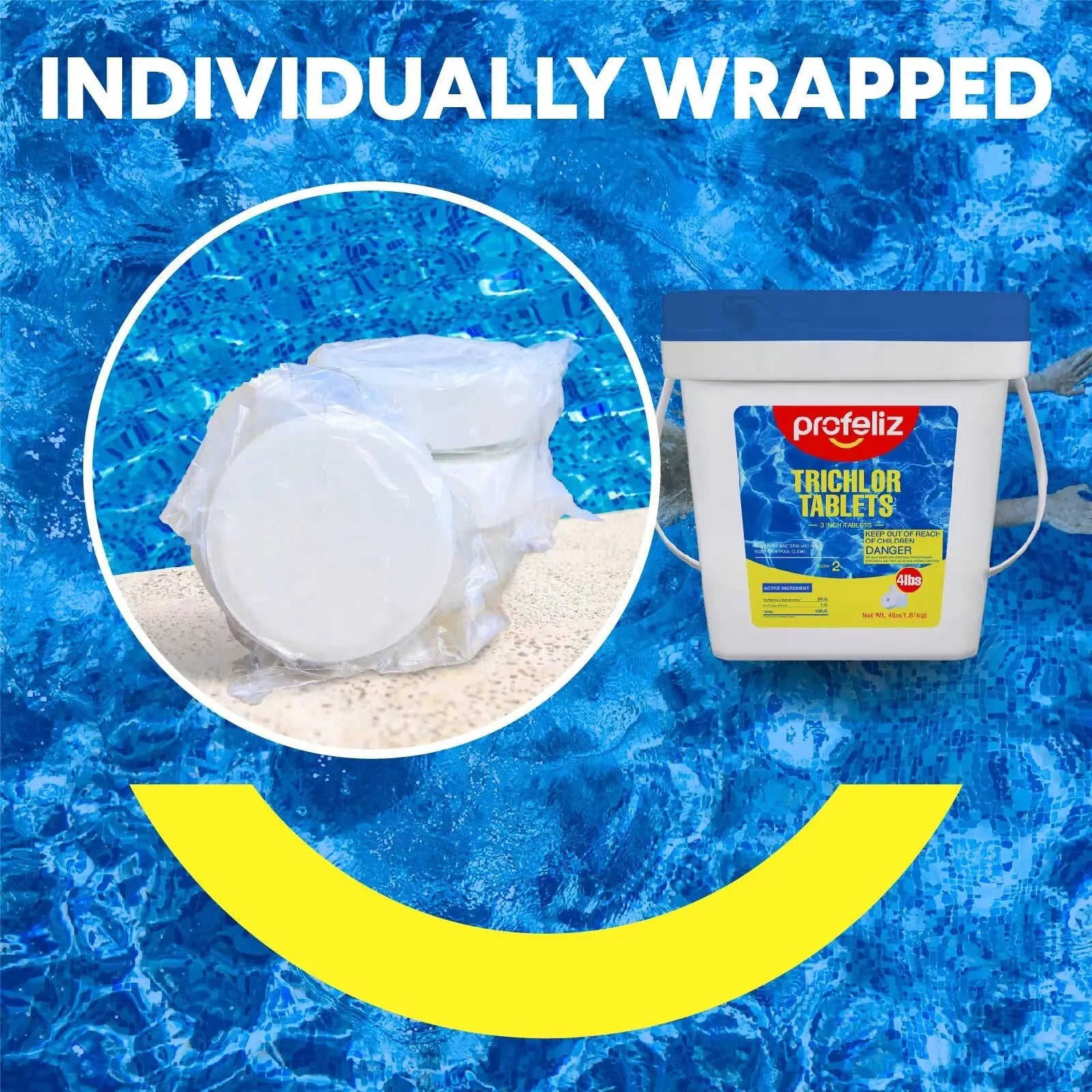 PROFELIZ Chlorine Tablets 3 Inch for Swimming Pools, Kills Bacteria and Stops Algae, Slow Dissolving,Pool Chlorine Tablets,4lbs Beauty World Shop