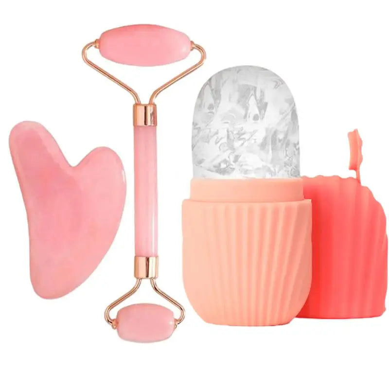1/2/3pcs Ice Face Roller Facial Skincare Ice Roller Set,Facial Roller GuaSha FaceTool Set,Face Massage Roller Lifting Contouring Beauty World Shop