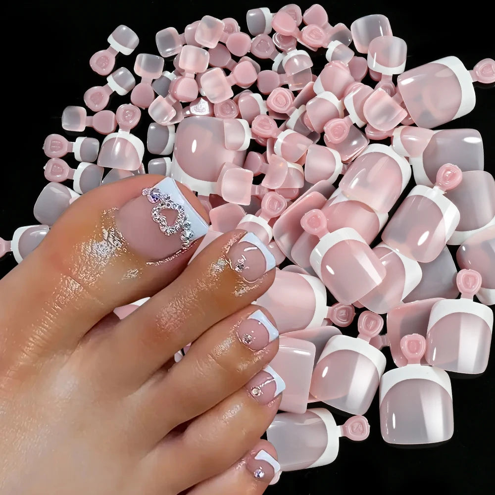 120Pcs 9-Colors French Fake Toenails Summer Short Sqaure Press On Toe Nails Tips Glossy Nude/Pink/Brown Full Cover False Toenail Beauty World Shop