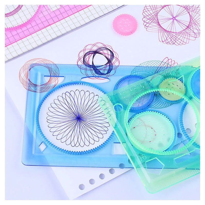 Geometry Spirograph Drawing Stencils Set Painting Template Art Crafts Creative Kids Educational Toy Variety of Flowers Ruler Beauty Fashion