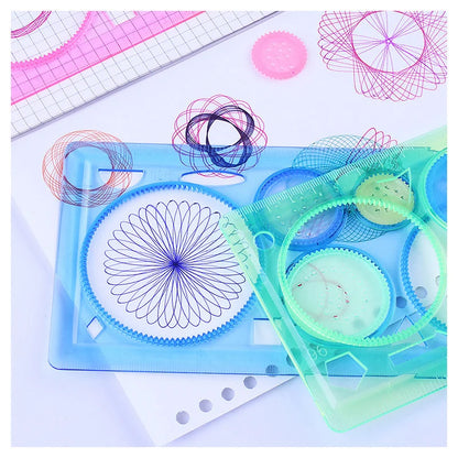 Geometry Spirograph Drawing Stencils Set Painting Template Art Crafts Creative Kids Educational Toy Variety of Flowers Ruler Beauty Fashion