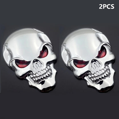 2pcs Skull Pirate Skeleton Buccaneer Head Skull 3D Metal Car Body Sticker Auto Rear Emblem Badge Decal Beauty World Shop