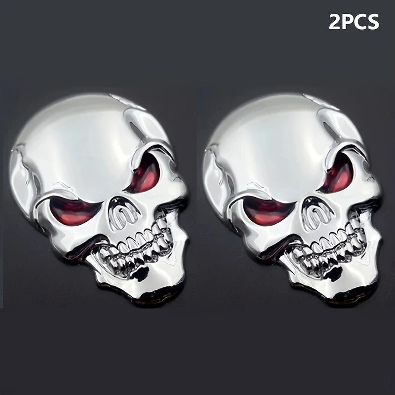 2pcs Skull Pirate Skeleton Buccaneer Head Skull 3D Metal Car Body Sticker Auto Rear Emblem Badge Decal Beauty World Shop