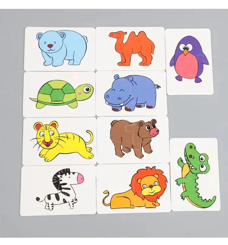32 Pcs Enlightenment Card Matching Puzzle Early Education Cartoon Pattern Cognitive Boys and Girls Toys Beauty Fashion