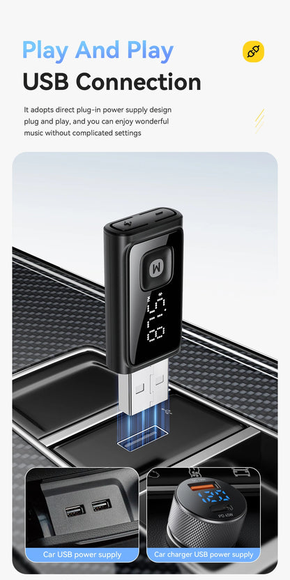 ESSAGER Bluetooth 5.4 Car Adapter Wireless FM Transmitter Audio Receiver&Handsfree Call Auto Stereo Mic Car Adapter Accessories Beauty World Shop