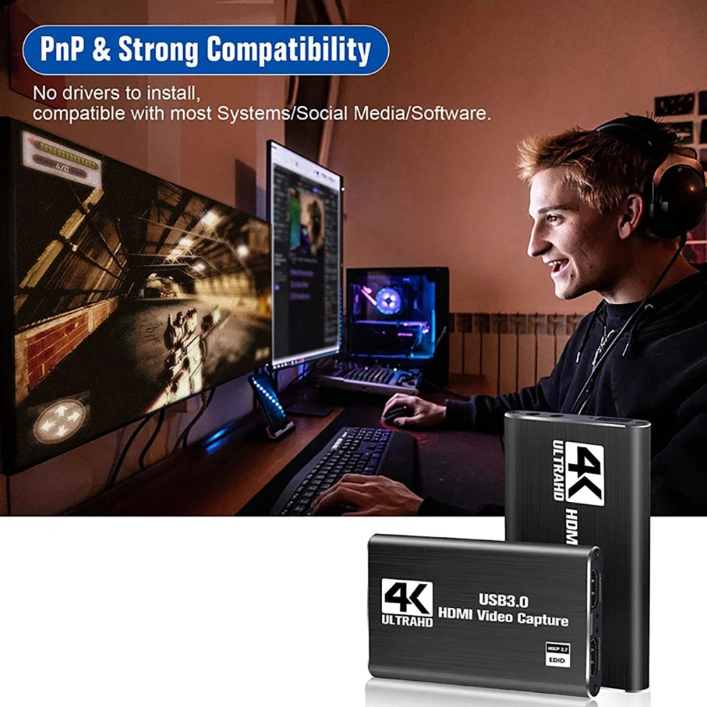 4k 1080p 60fps Hd Video Capture Card HdTV Camera Recording Box - Compatible With Usb 3.0pc Live Streaming Grabber Recorder Beauty World Shop