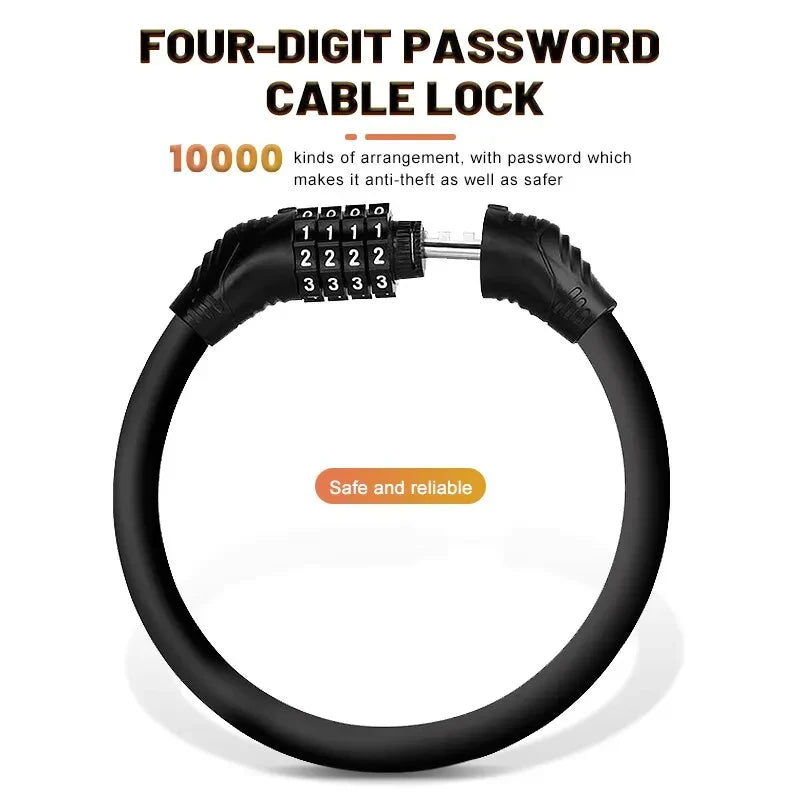 Bike Lock Mountain Bike Portable Security 4-digit Code Bike Lock for Bicycle Motorcycle Scooter Beauty World Shop