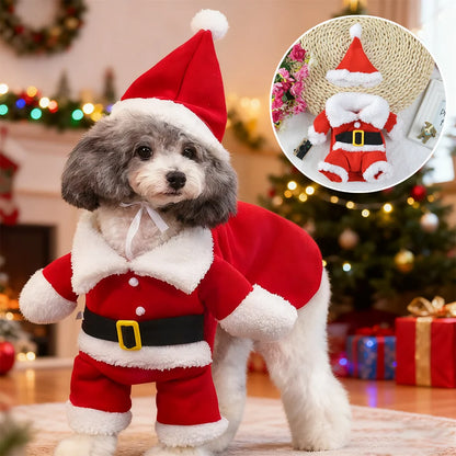 Christmas Pet Costume For Small Dogs Cats Funny Santa Claus Cosplay Dog Jumpsuit For Party Cute Pets Clothes Chihuahua Pug Coat