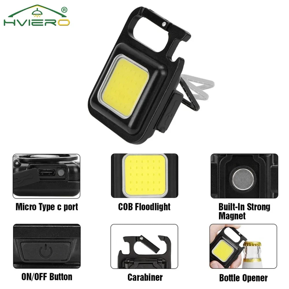 Mini Flashlight Keychain Carry LED Light Work High Power Flashlights Waterproof USB Charge Hard Lamp Outdoor Lighting Highlight Beauty World Shop