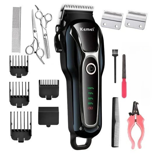 Kemei Rechargeable Professional Dog Hair Trimmer for Cat Cutter Grooming Machine Hair Remover Animal Hair Clipper for Pet Beauty Trend Shop