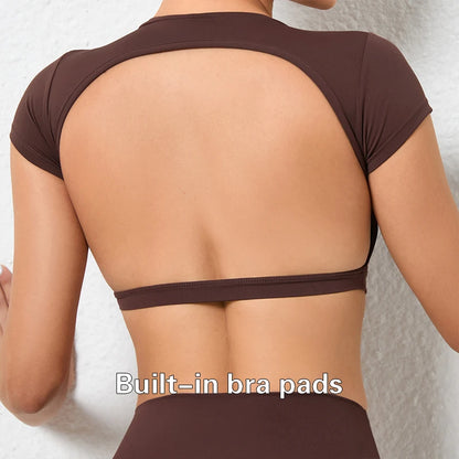 Hearuisavy Sports Shirts Breathable Workout Tops Fitness Sportswear Female Backless Yoga Clothing Sport Crop Tops Women Gym Top Beauty World Shop