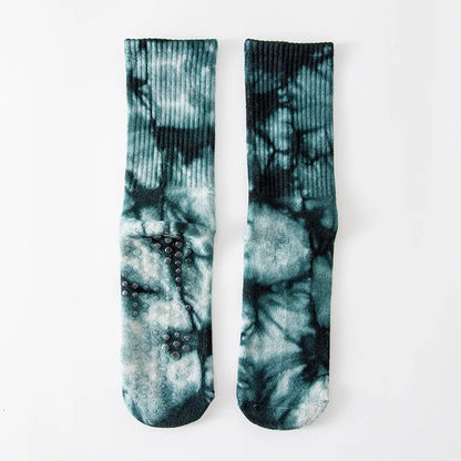 New Fashion Tie-dye Mid-calf Yoga Socks Pilates Socks Indoor Special Non-slip Sports Socks Dance Fitness Floor Socks Beauty World Shop